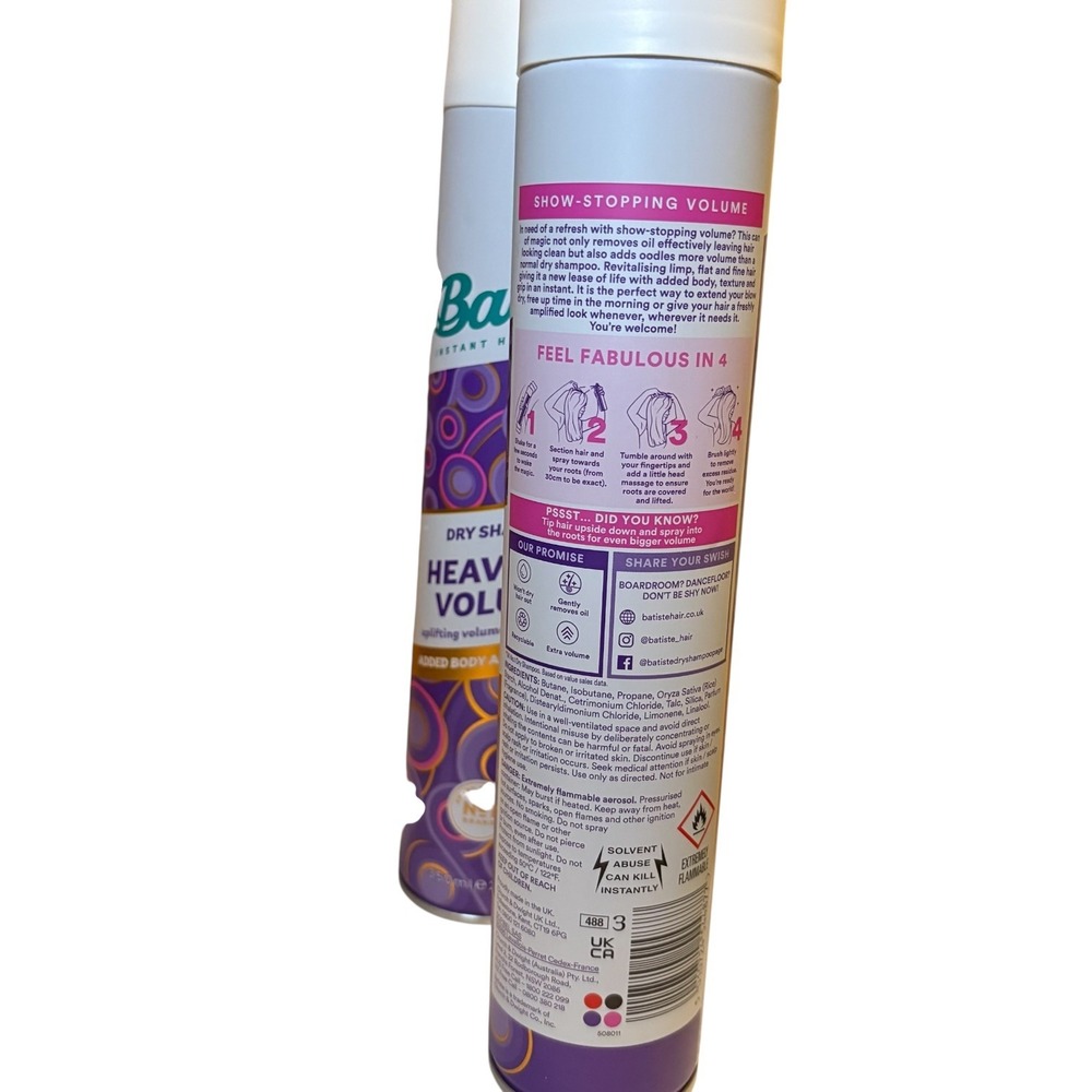 Batiste Heavenly Volume Dry Shampoo 2-Pack 350ml Uplifting Volume Limp Hair UK - Picture 3 of 3